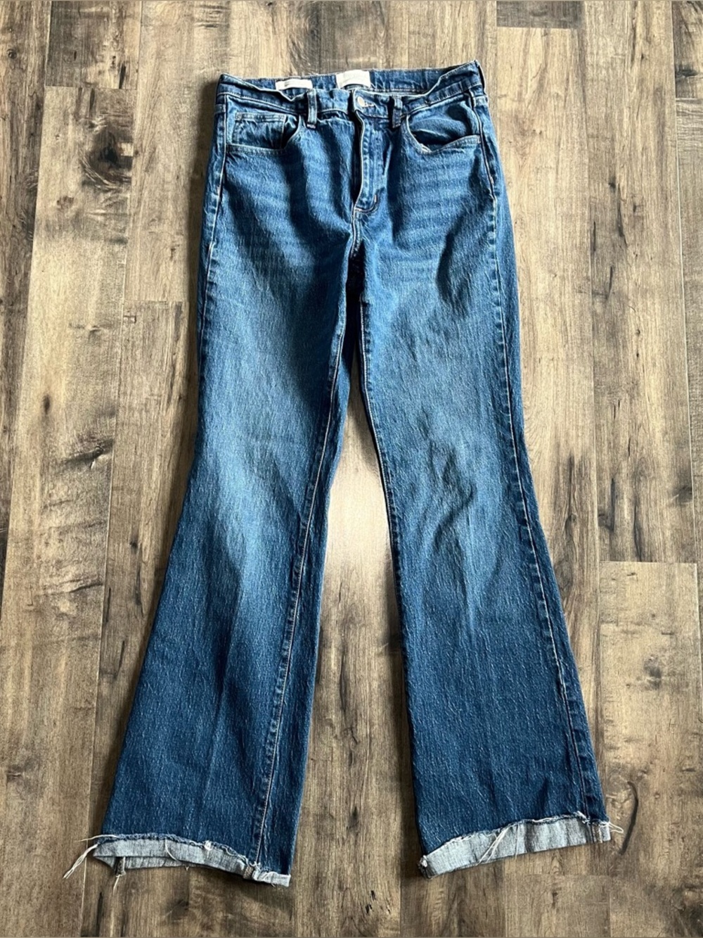 Universal Thread Jeans Womens 10 Long Blue High Rise Flare Cotton Blend Denim